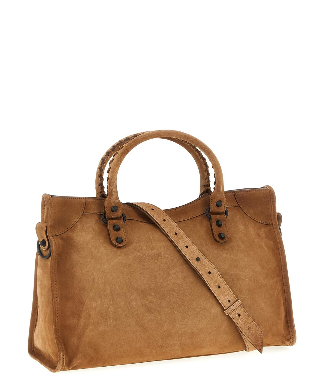 BALENCIAGA Коричневая кожаная сумка тоут, фото 2