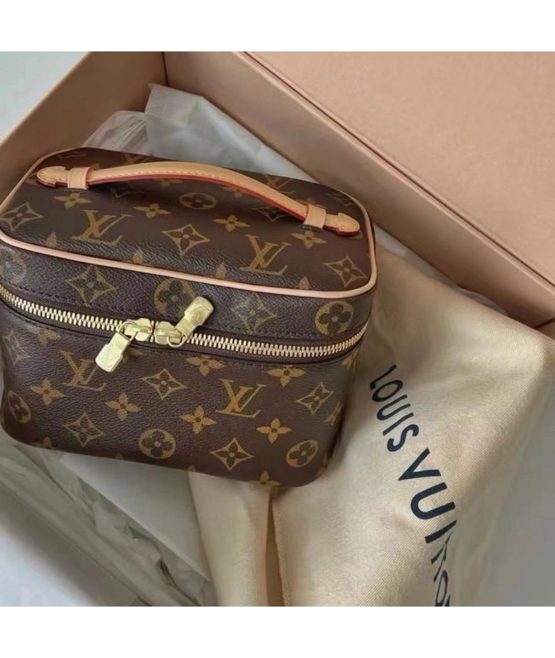 LOUIS VUITTON Коричневая кожаная косметичка, фото 2