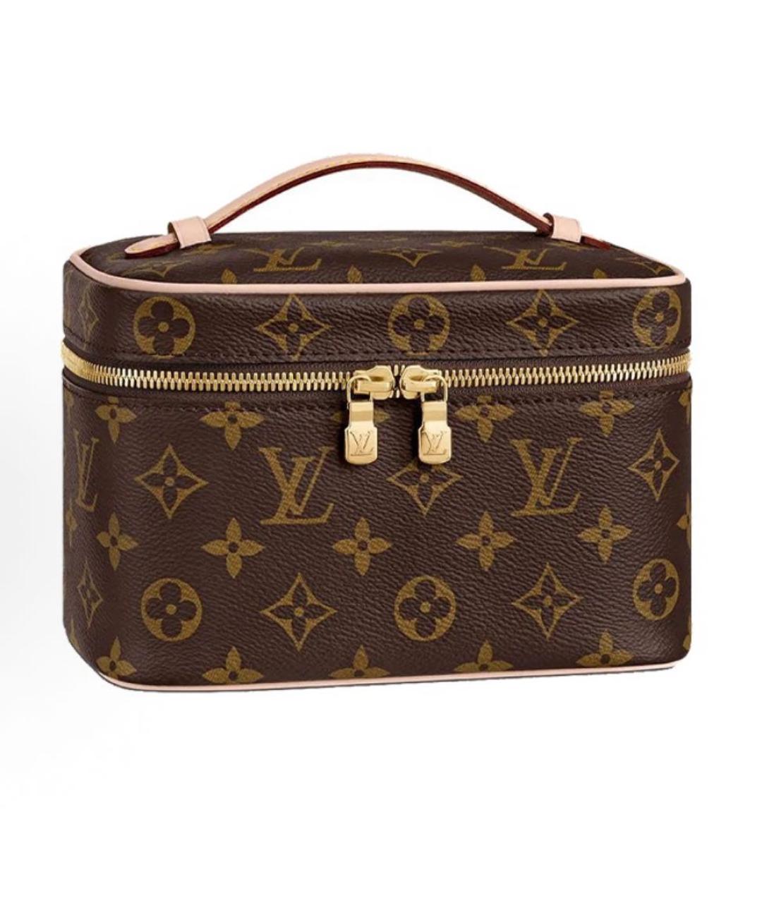 LOUIS VUITTON Коричневая кожаная косметичка, фото 4