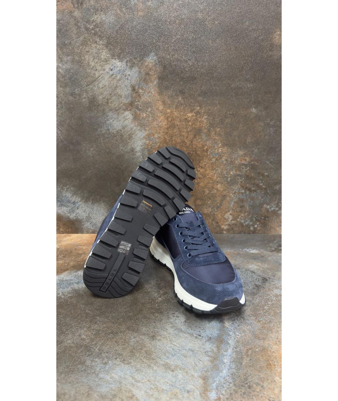 PRADA Темно-синие низкие кроссовки / кеды, фото 2