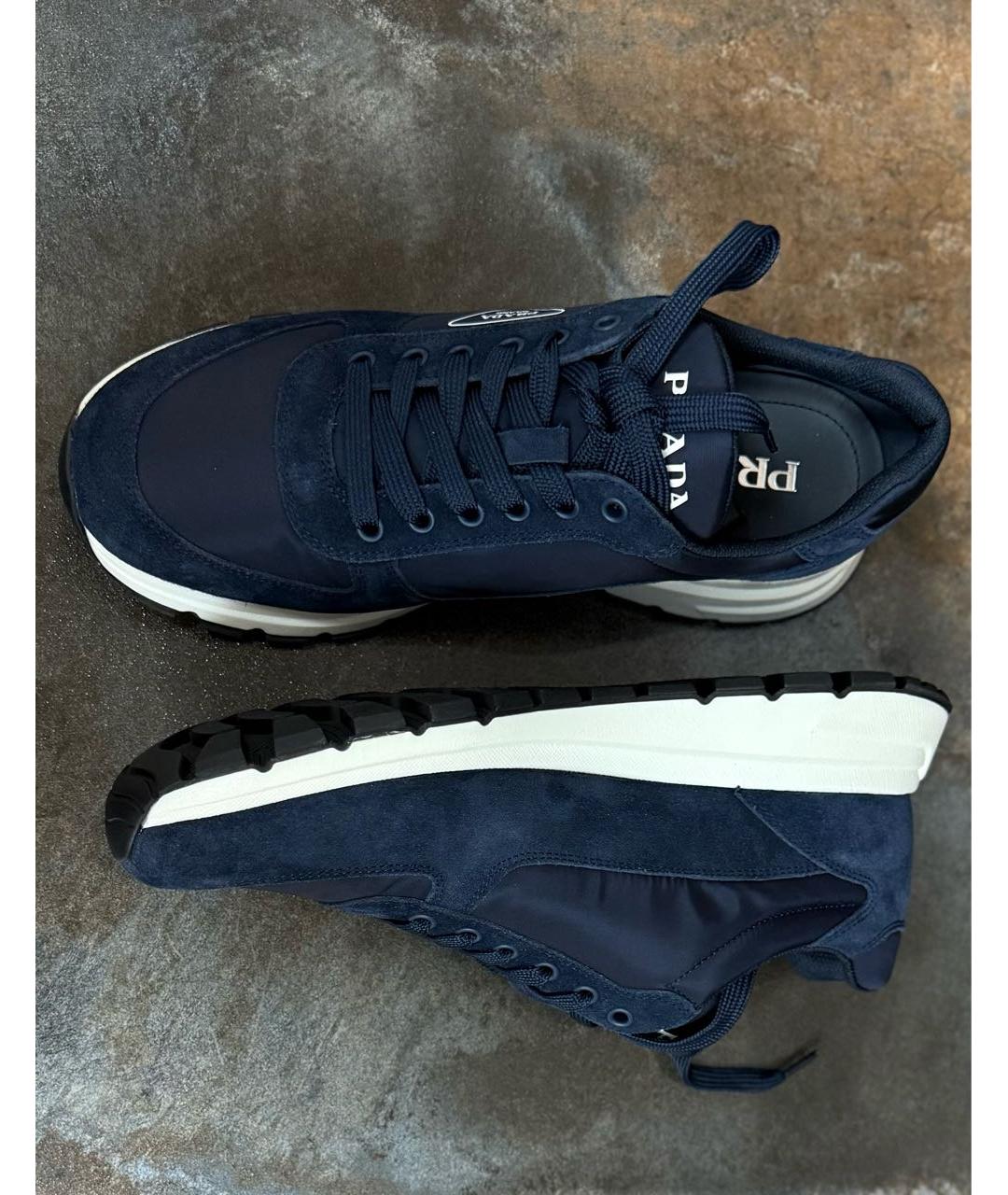 PRADA Темно-синие низкие кроссовки / кеды, фото 3