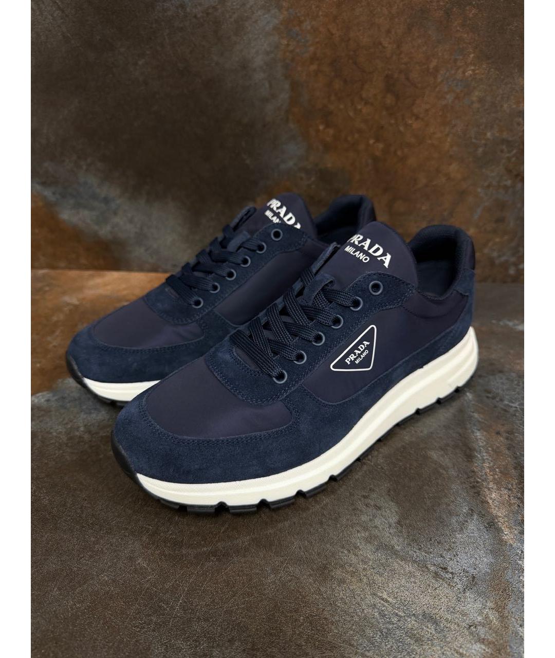 PRADA Темно-синие низкие кроссовки / кеды, фото 5