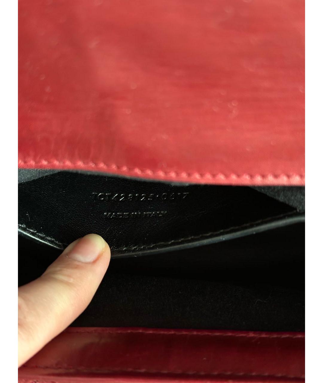 SAINT LAURENT Бордовая кожаная сумка через плечо, фото 5