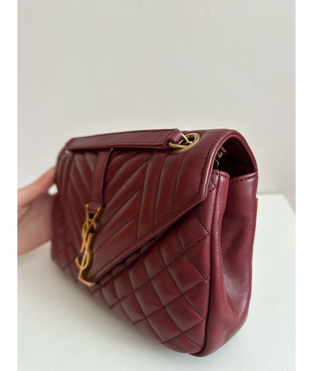 SAINT LAURENT Бордовая кожаная сумка через плечо, фото 8