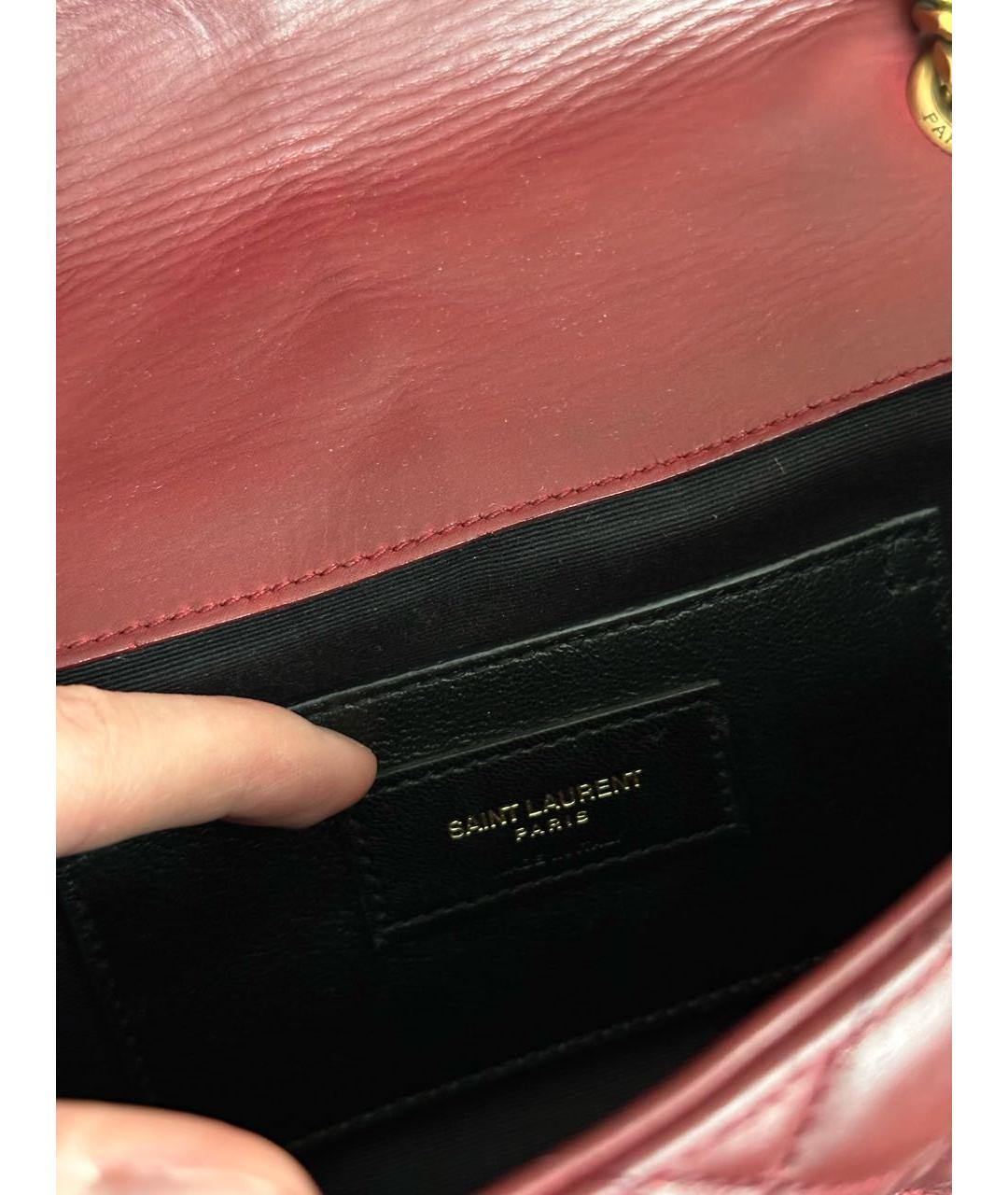 SAINT LAURENT Бордовая кожаная сумка через плечо, фото 4