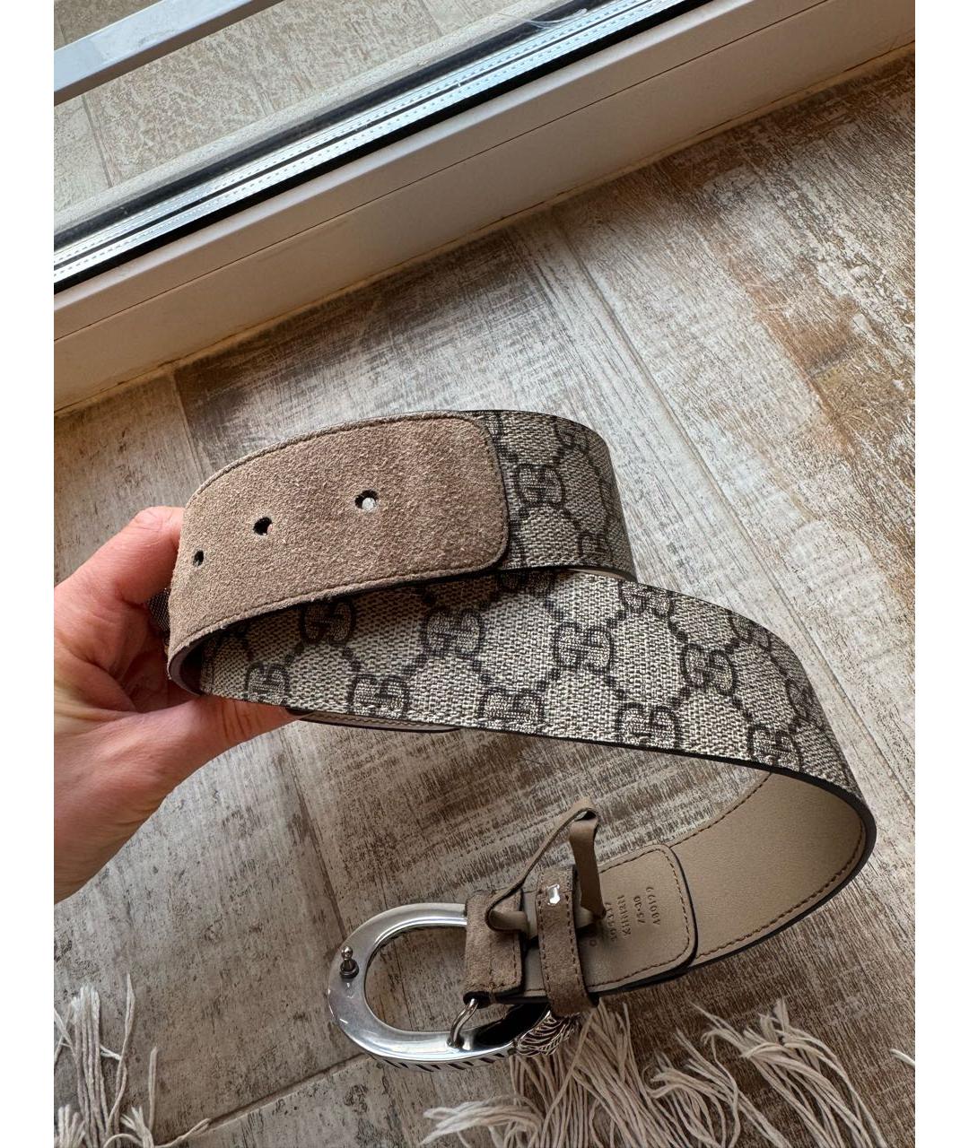 GUCCI Бежевый замшевый ремень, фото 2