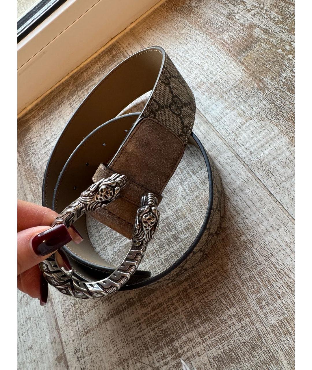 GUCCI Бежевый замшевый ремень, фото 5