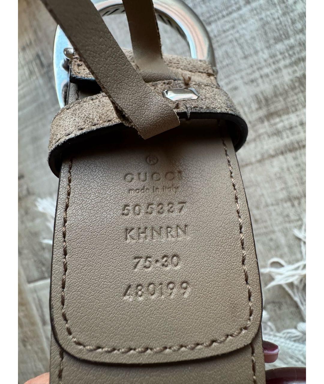 GUCCI Бежевый замшевый ремень, фото 4