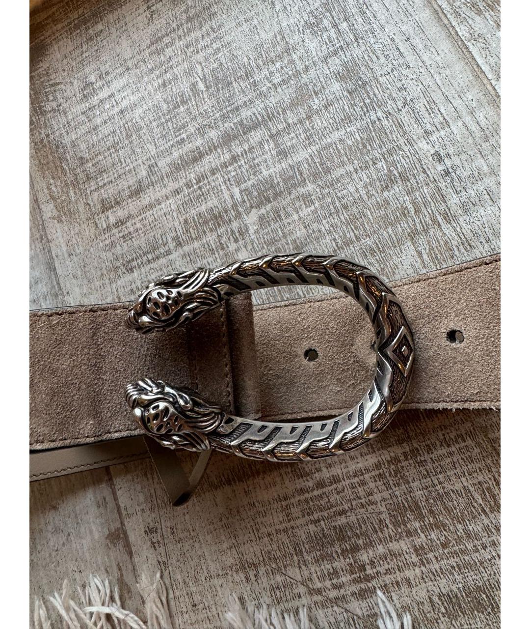 GUCCI Бежевый замшевый ремень, фото 3