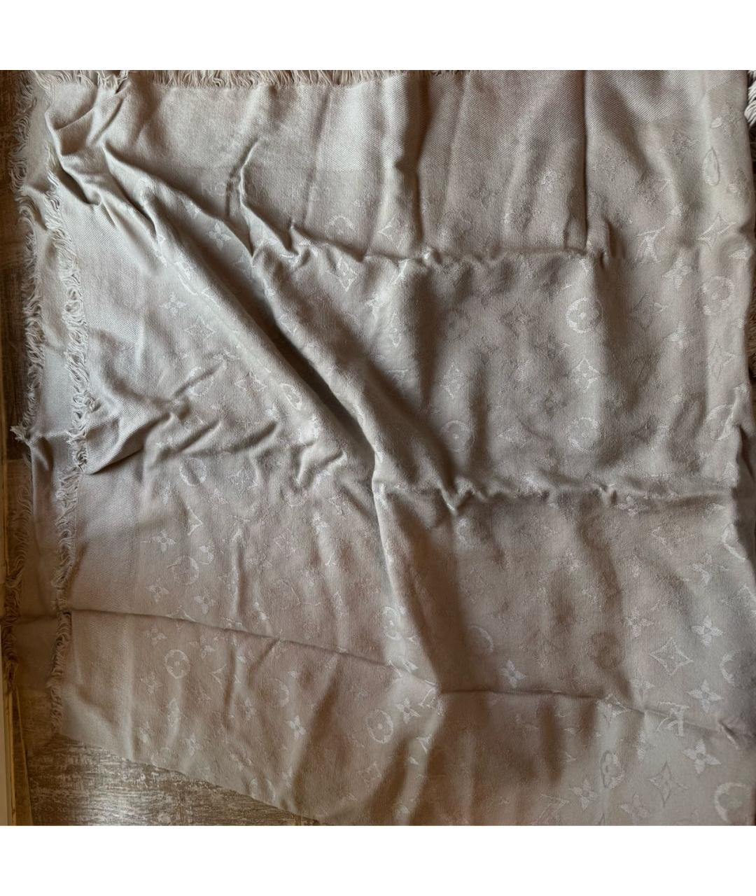 LOUIS VUITTON Бежевый шерстяной платок, фото 2