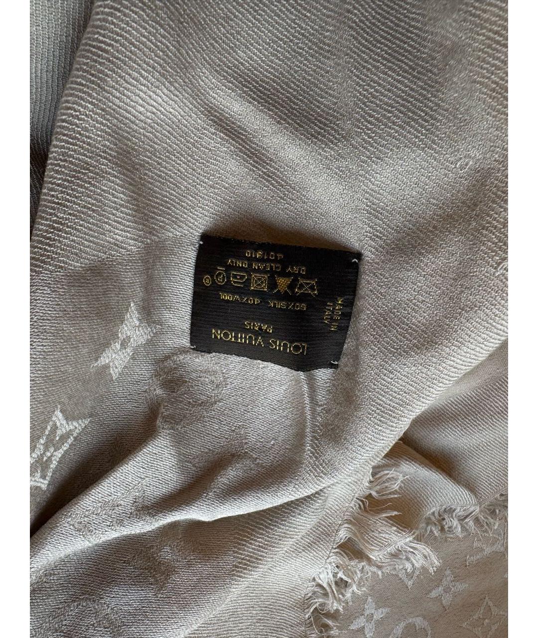 LOUIS VUITTON Бежевый шерстяной платок, фото 3