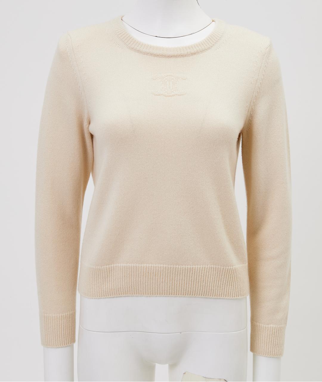 CELINE Бежевый кашемировый джемпер / свитер, фото 8