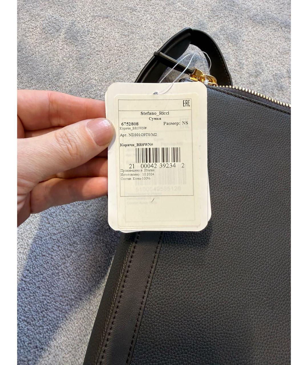 STEFANO RICCI Коричневая кожаная сумка на плечо, фото 8