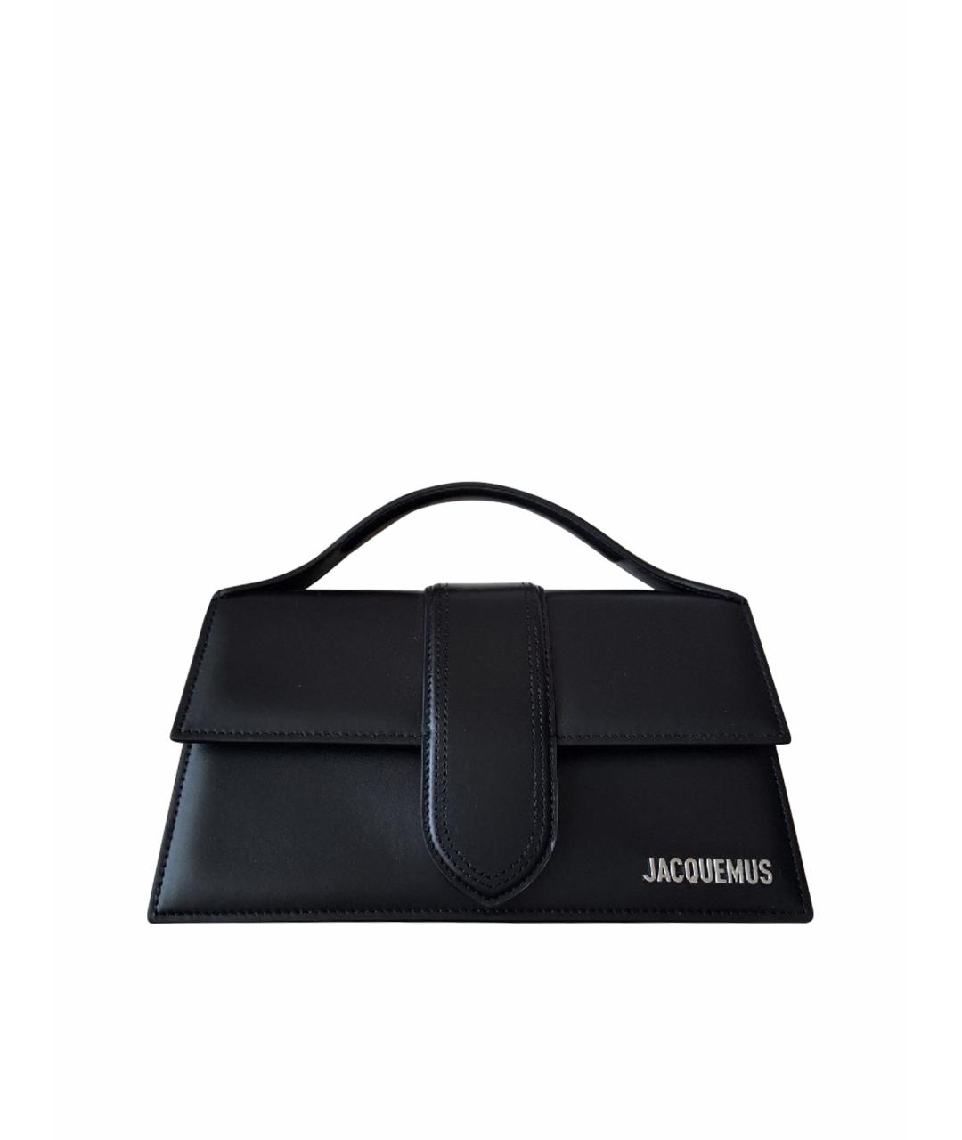 JACQUEMUS Черная кожаная сумка с короткими ручками, фото 1