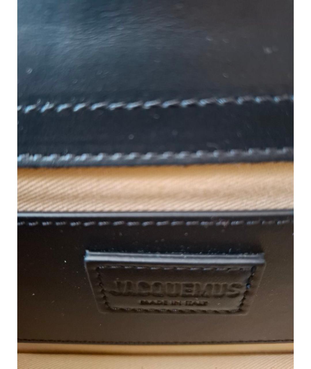 JACQUEMUS Черная кожаная сумка с короткими ручками, фото 6