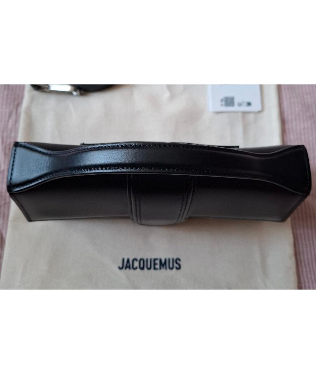 JACQUEMUS Черная кожаная сумка с короткими ручками, фото 7