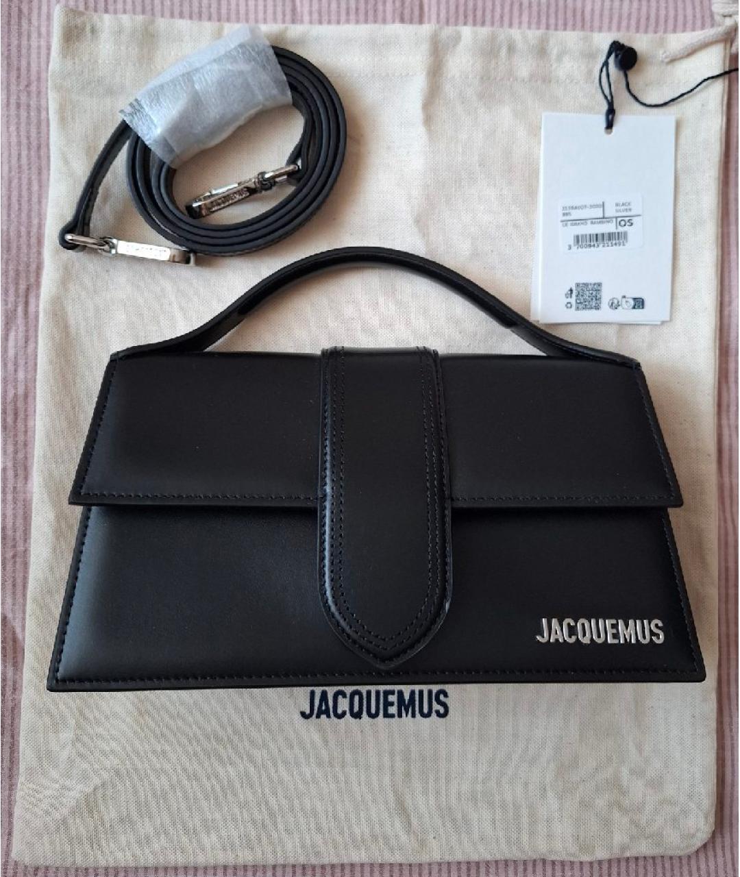 JACQUEMUS Черная кожаная сумка с короткими ручками, фото 10