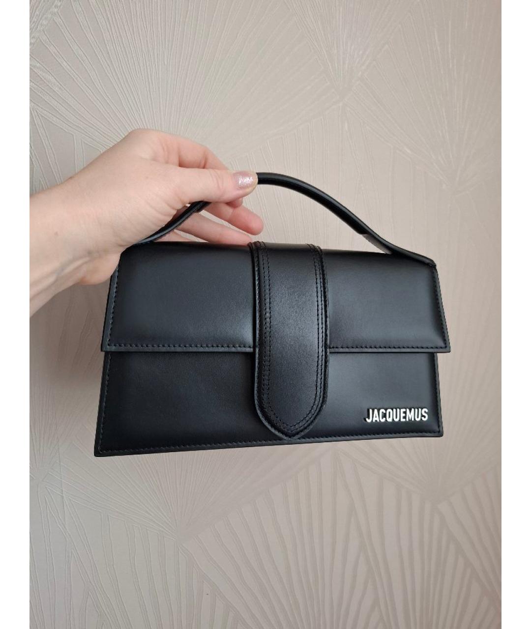 JACQUEMUS Черная кожаная сумка с короткими ручками, фото 9