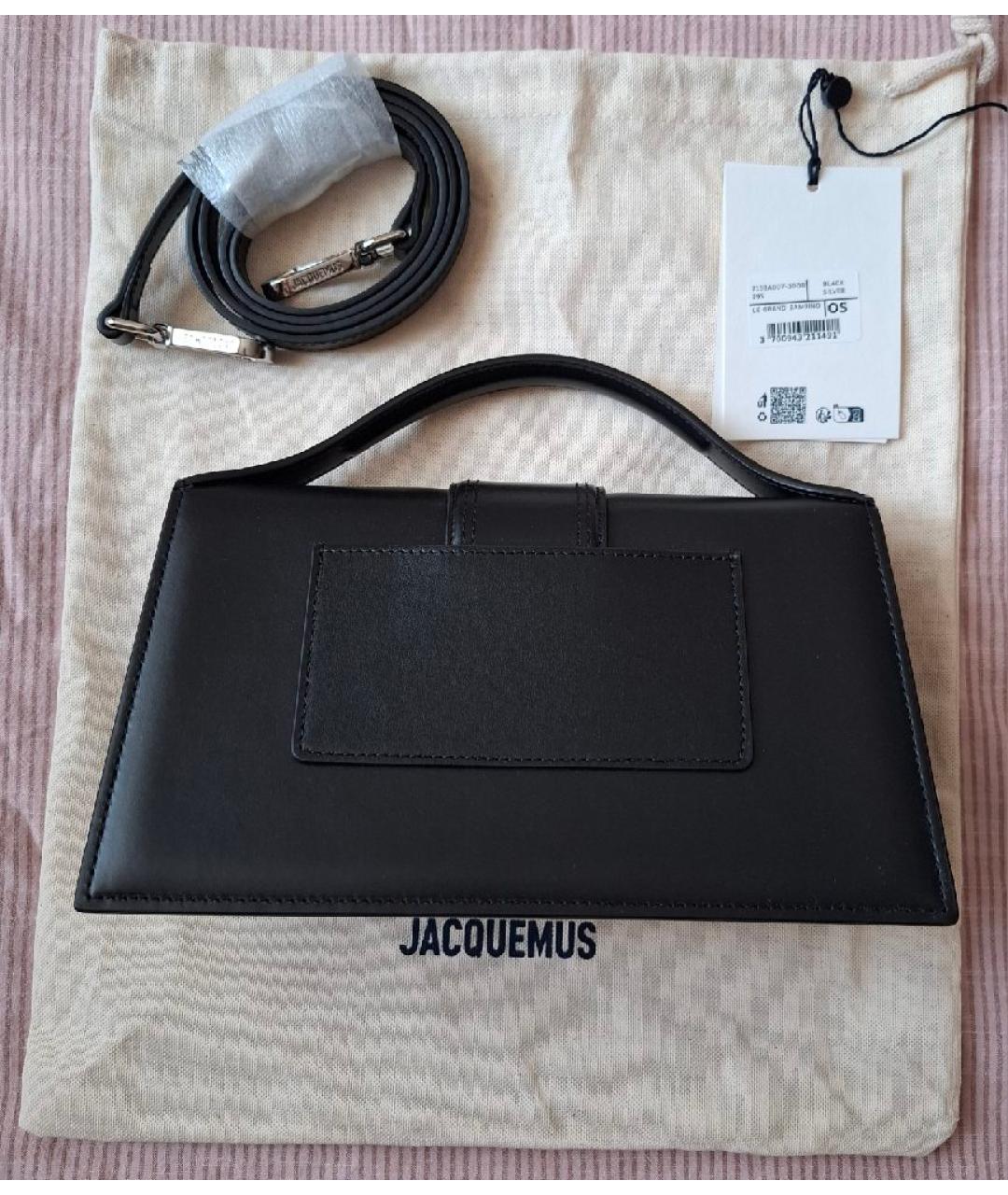 JACQUEMUS Черная кожаная сумка с короткими ручками, фото 3