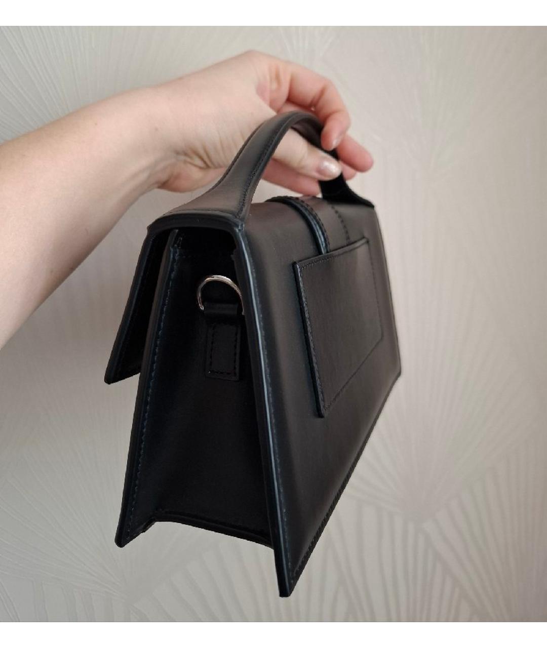 JACQUEMUS Черная кожаная сумка с короткими ручками, фото 2