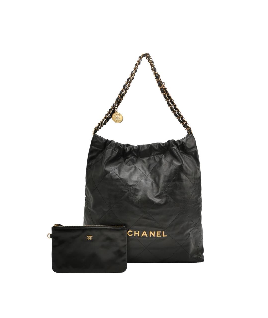 CHANEL Черная кожаная сумка тоут, фото 9