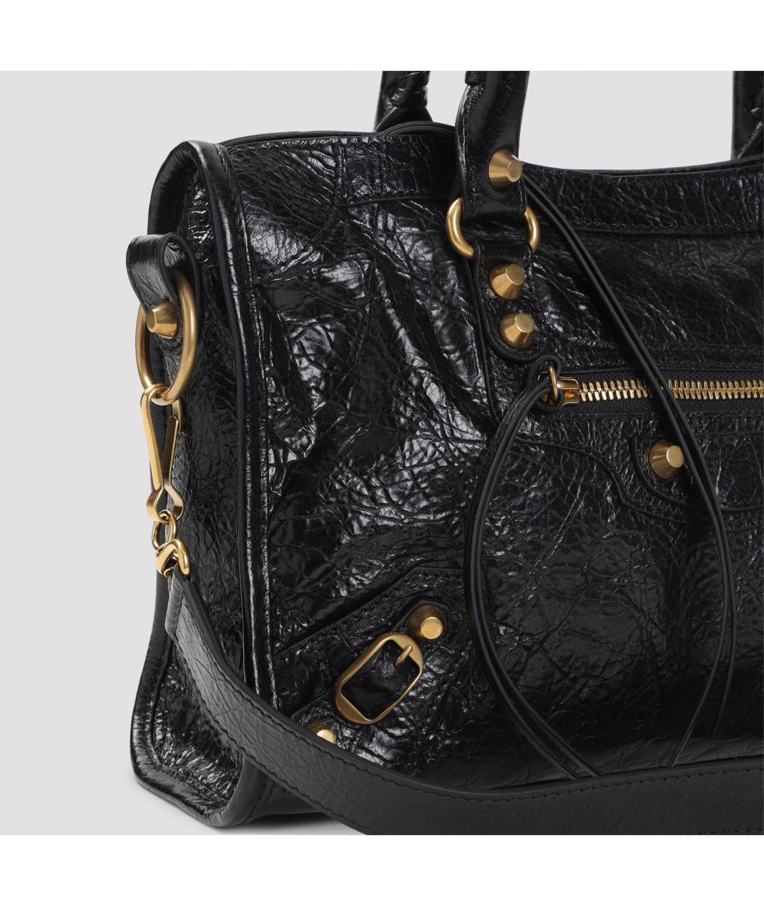 BALENCIAGA Черная кожаная сумка через плечо, фото 5