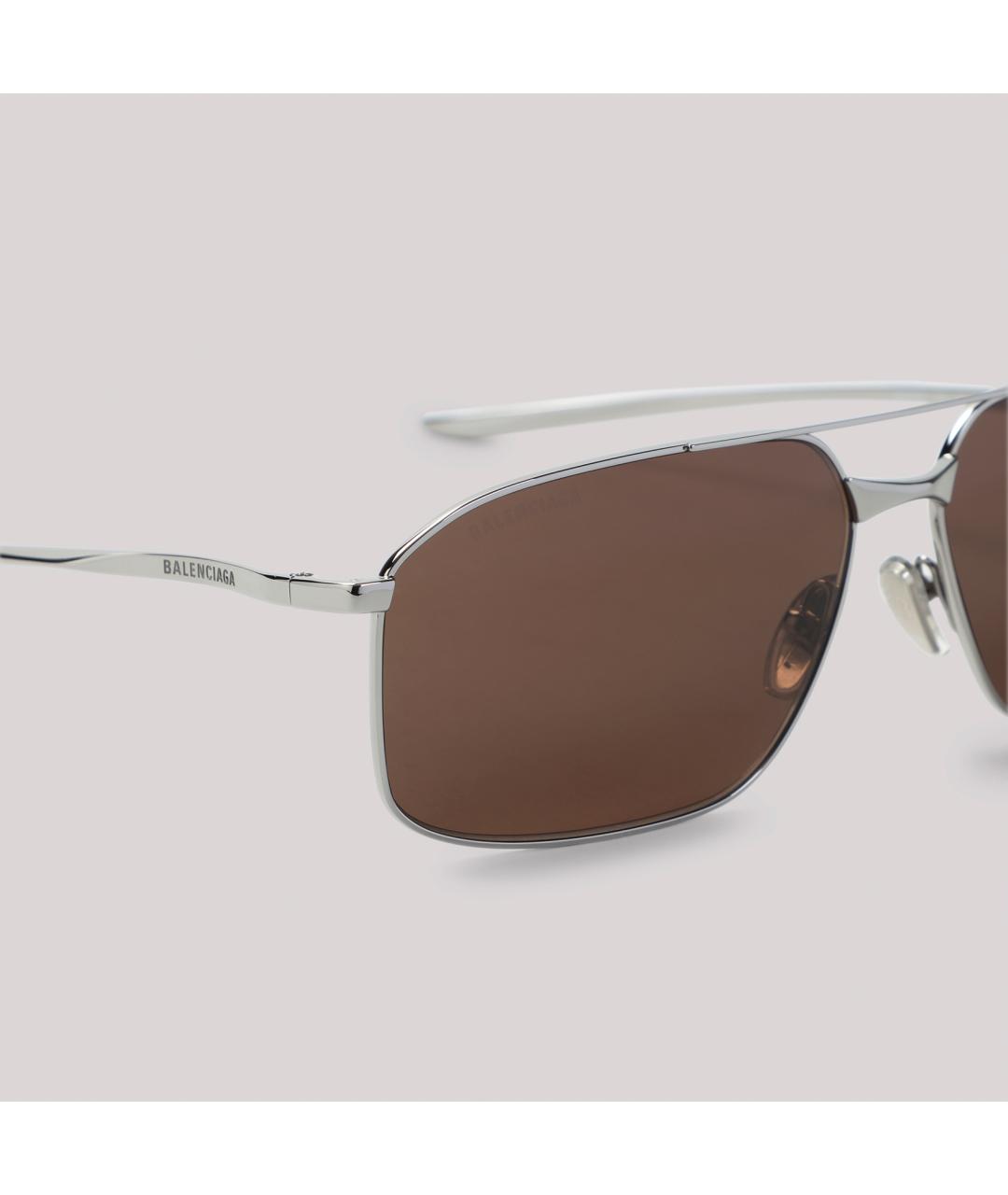 BALENCIAGA Коричневые металлические солнцезащитные очки, фото 4