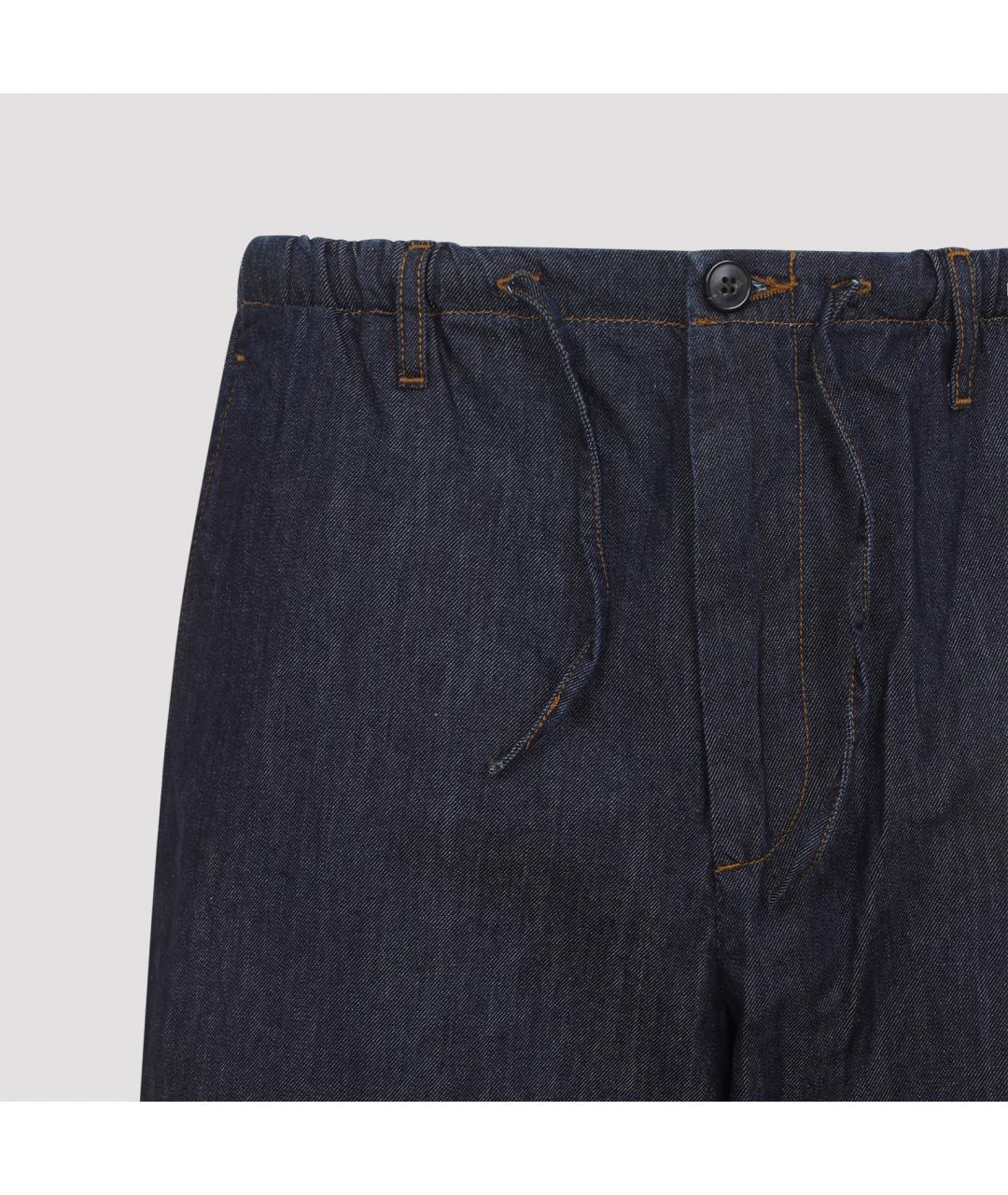 DRIES VAN NOTEN Темно-синие хлопковые прямые джинсы, фото 4