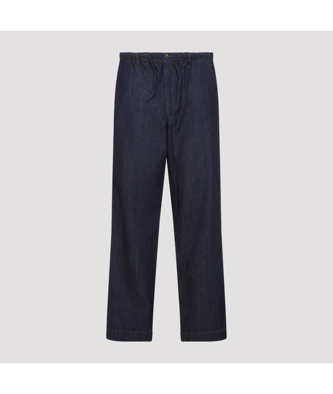 DRIES VAN NOTEN Темно-синие хлопковые прямые джинсы, фото 2