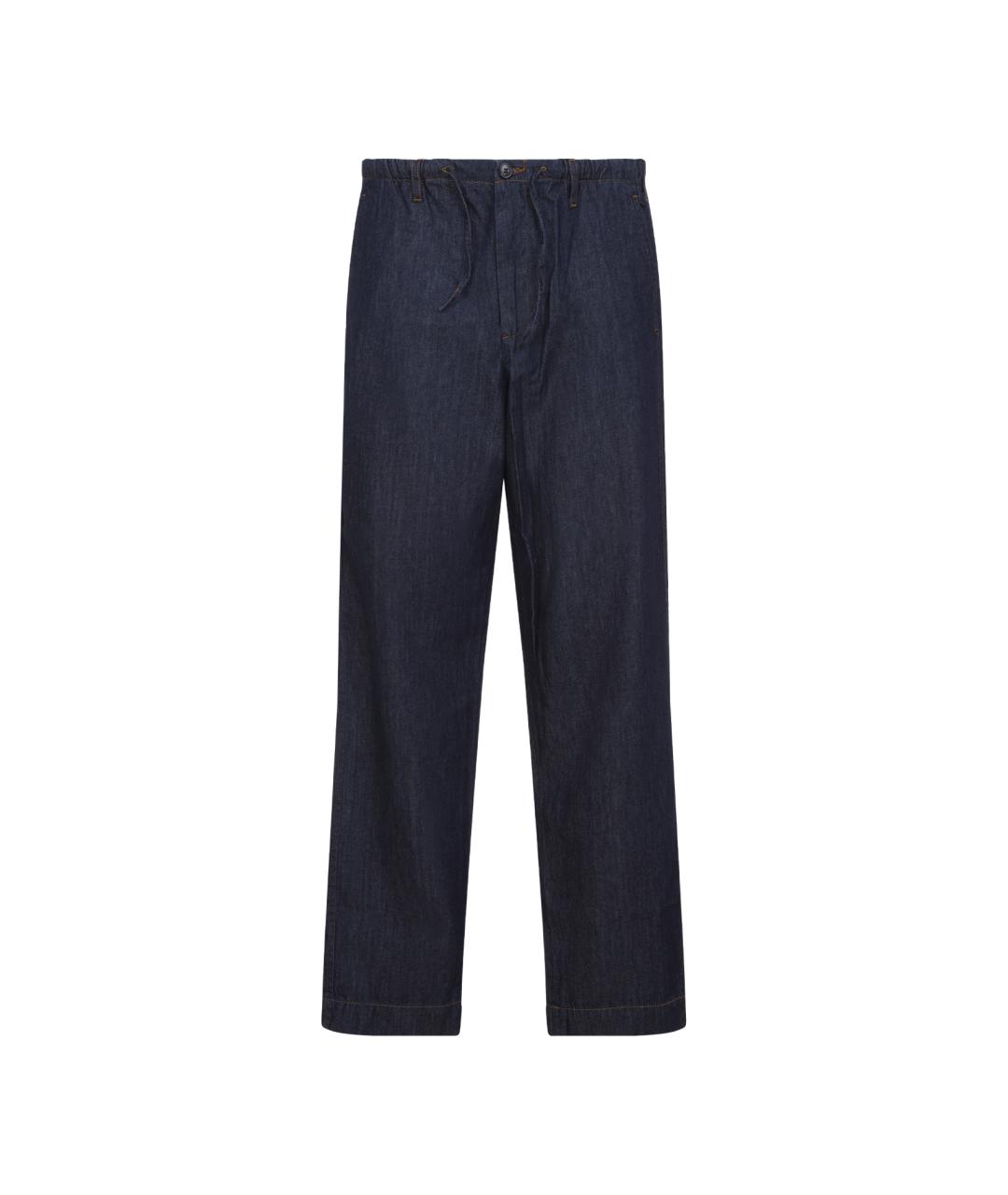 DRIES VAN NOTEN Темно-синие хлопковые прямые джинсы, фото 1