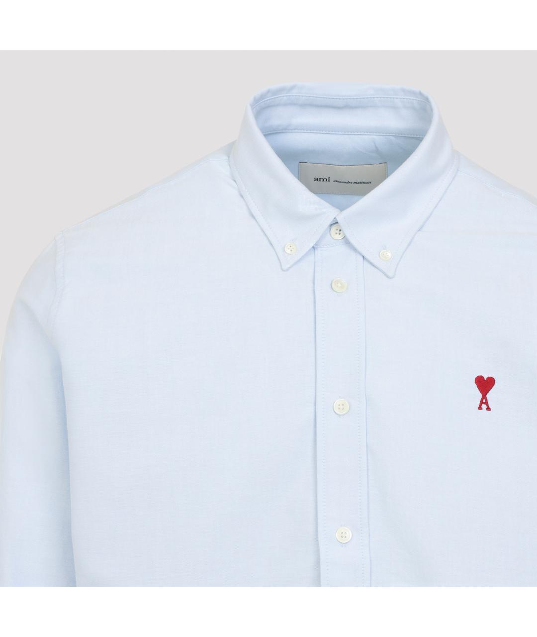 Ami Paris Голубая хлопковая кэжуал рубашка, фото 4