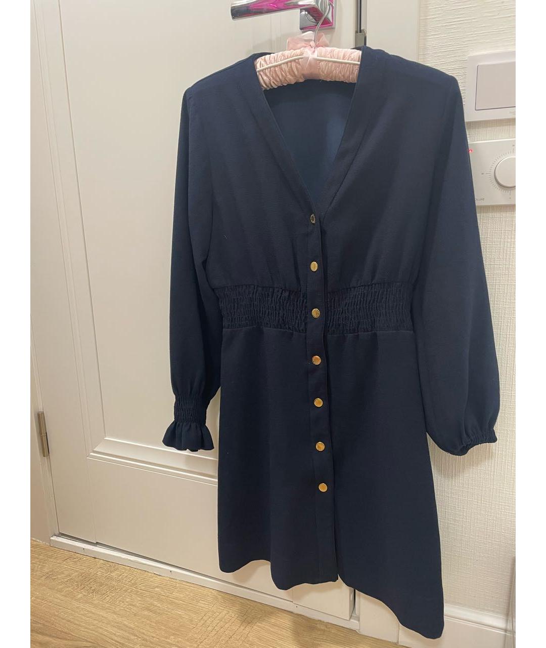 SANDRO Темно-синее синтетическое повседневное платье, фото 7