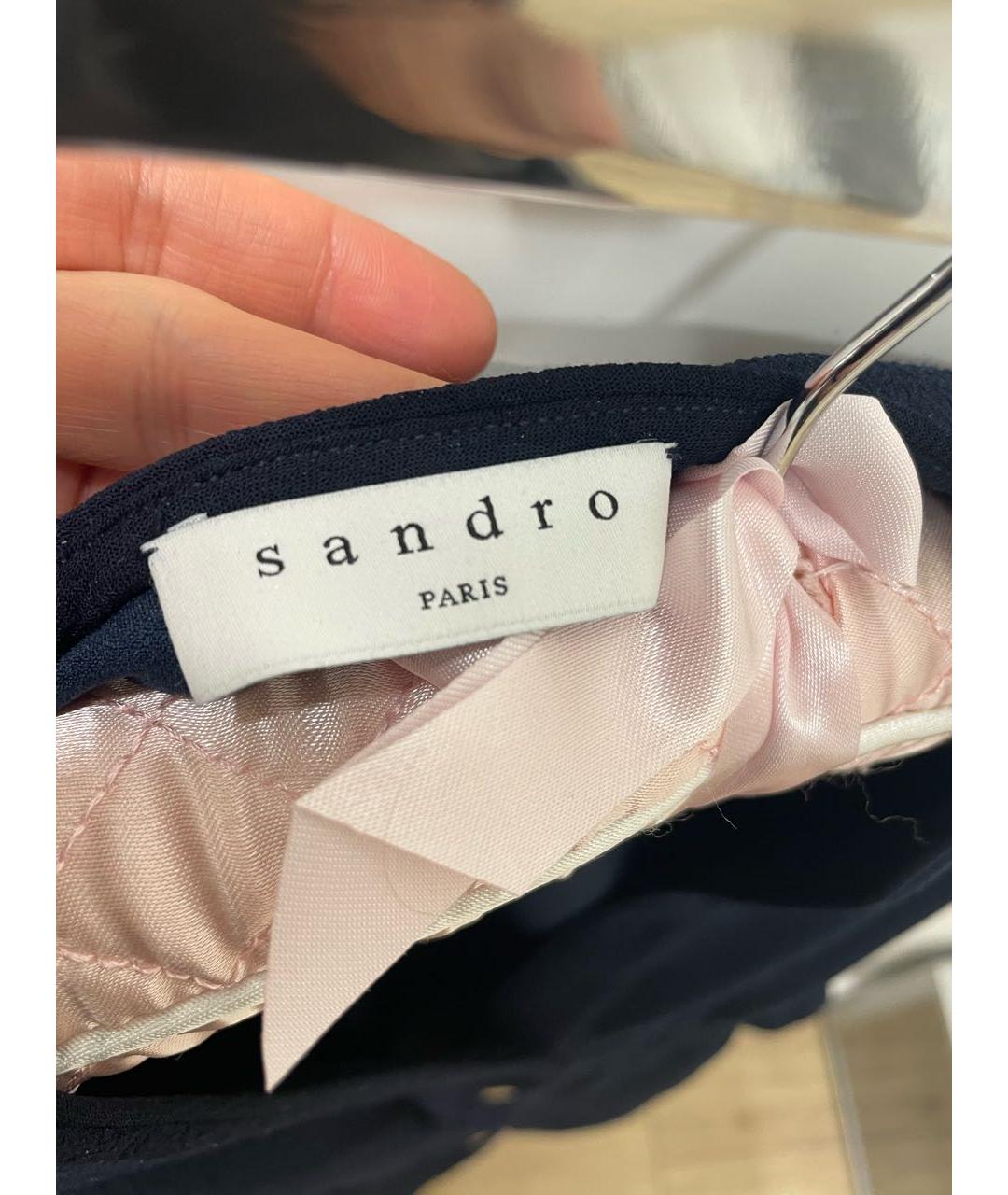 SANDRO Темно-синее синтетическое повседневное платье, фото 3