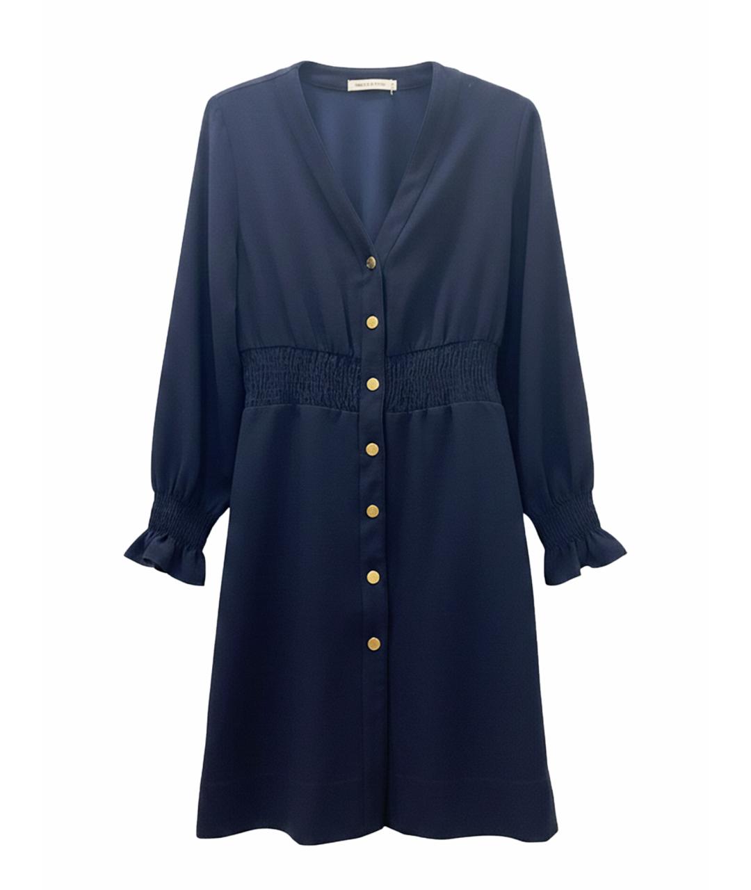 SANDRO Темно-синее синтетическое повседневное платье, фото 1