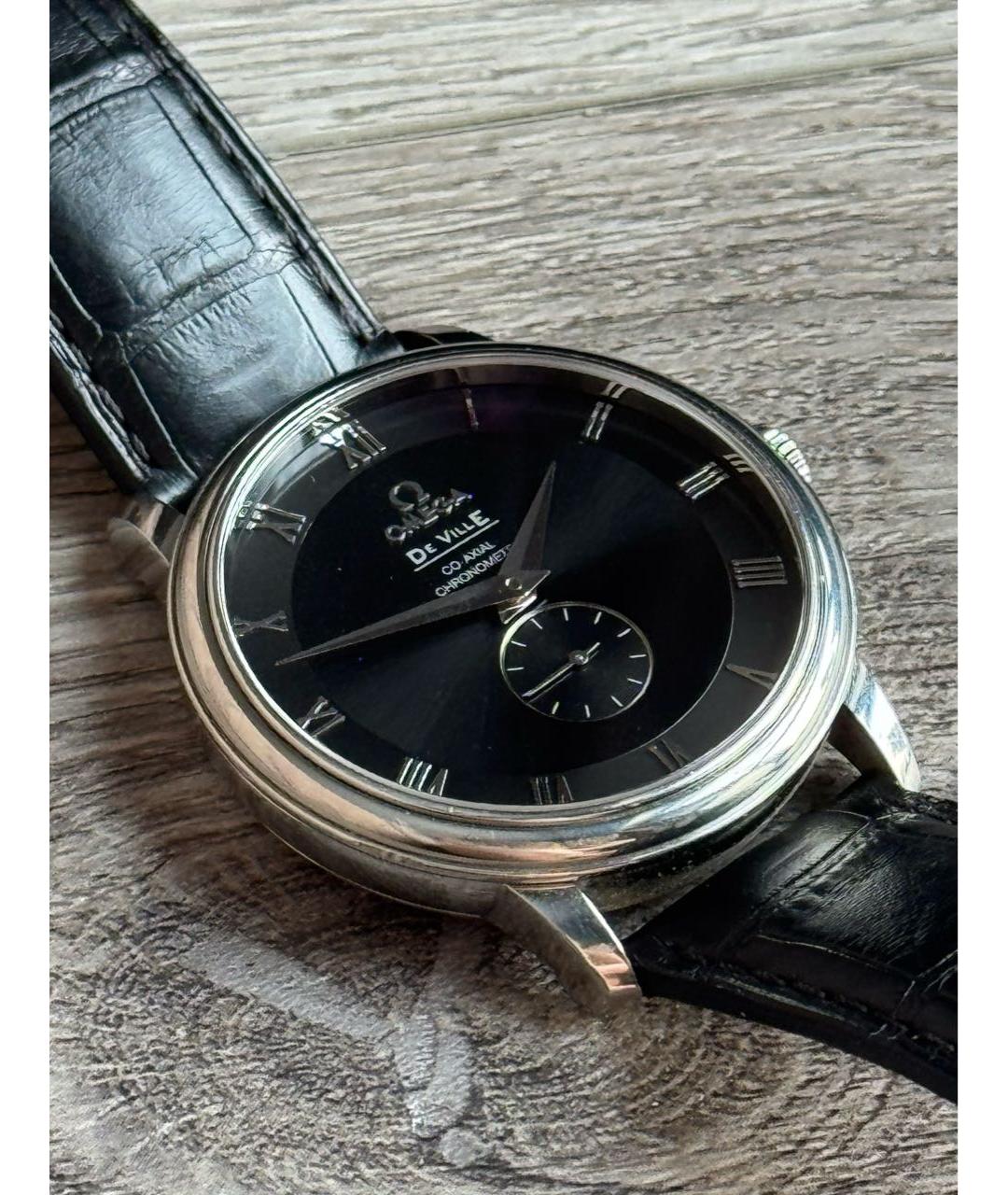 OMEGA Черные стальные часы, фото 8