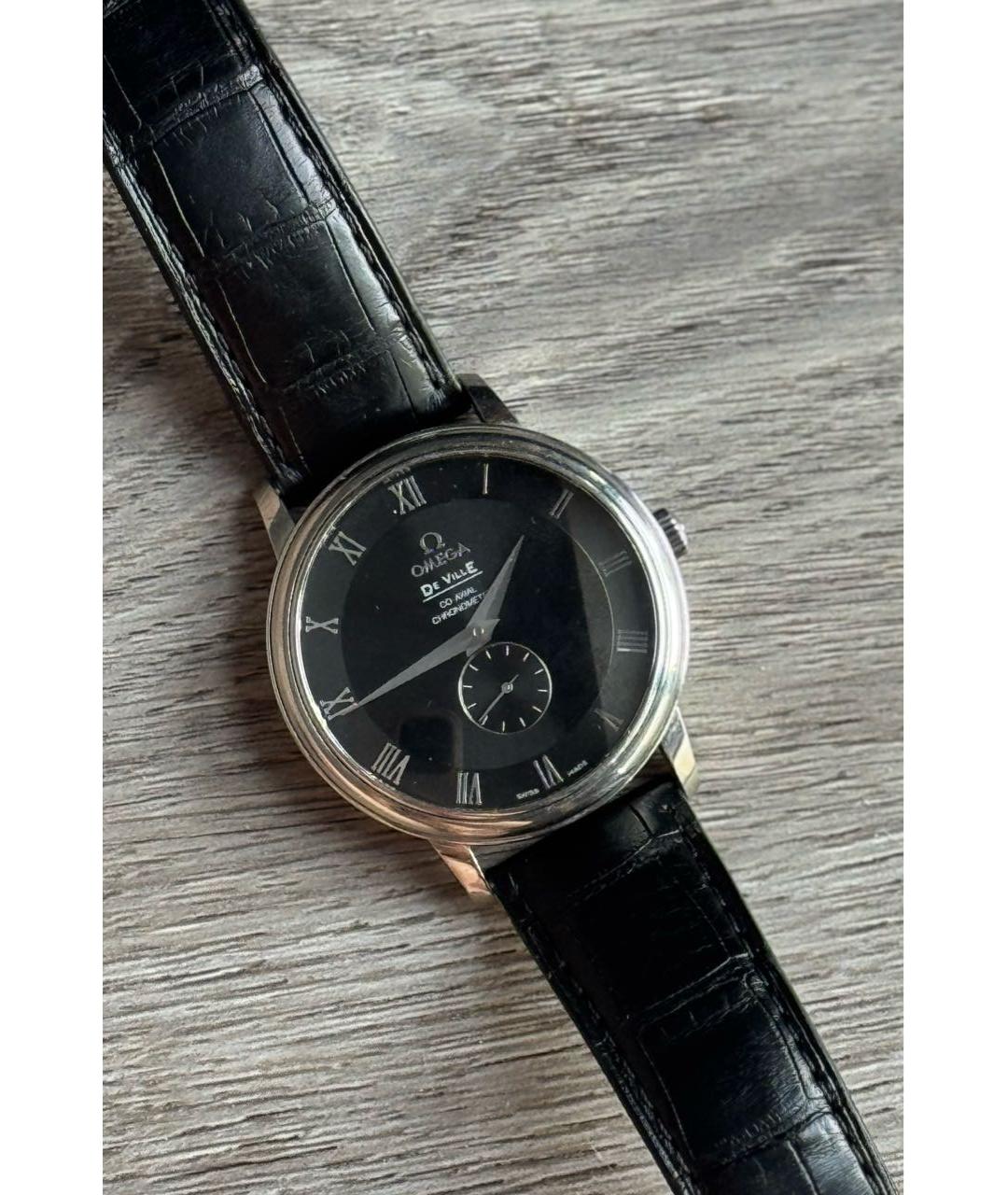 OMEGA Черные стальные часы, фото 3