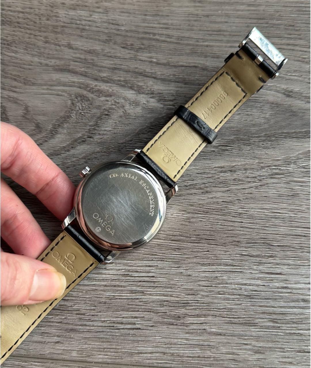 OMEGA Черные стальные часы, фото 5