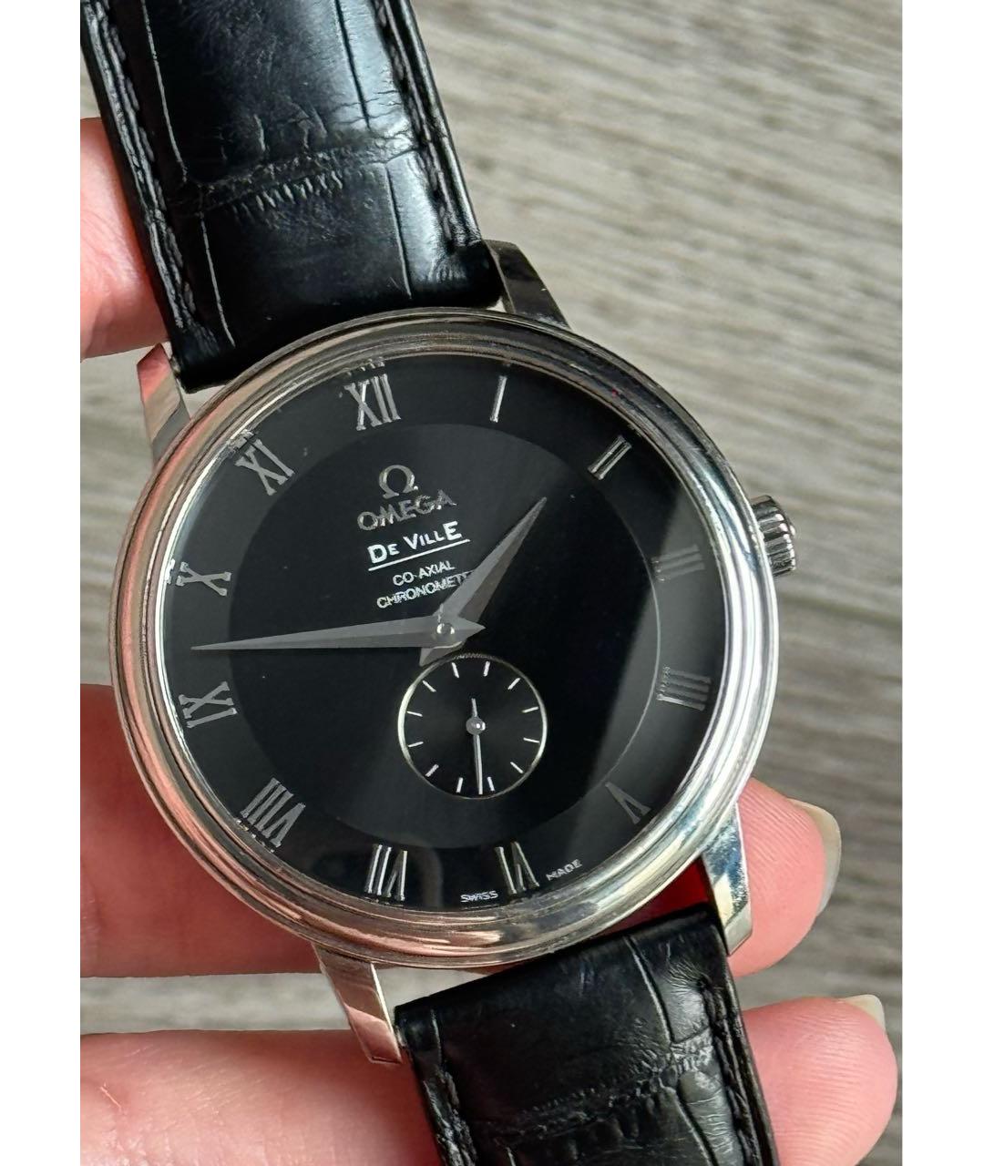 OMEGA Черные стальные часы, фото 2