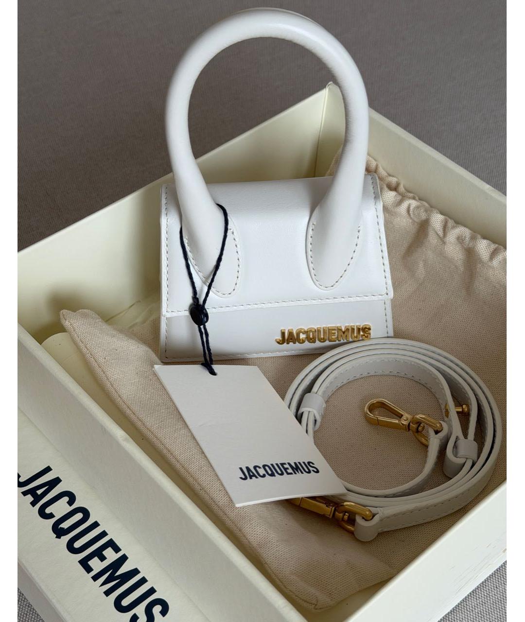 JACQUEMUS Белая кожаная сумка через плечо, фото 4