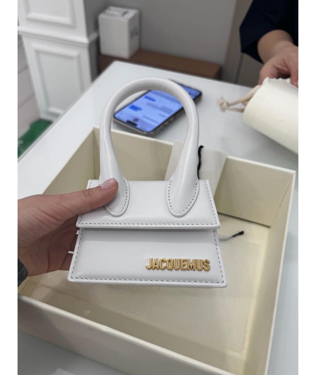 JACQUEMUS Белая кожаная сумка через плечо, фото 3