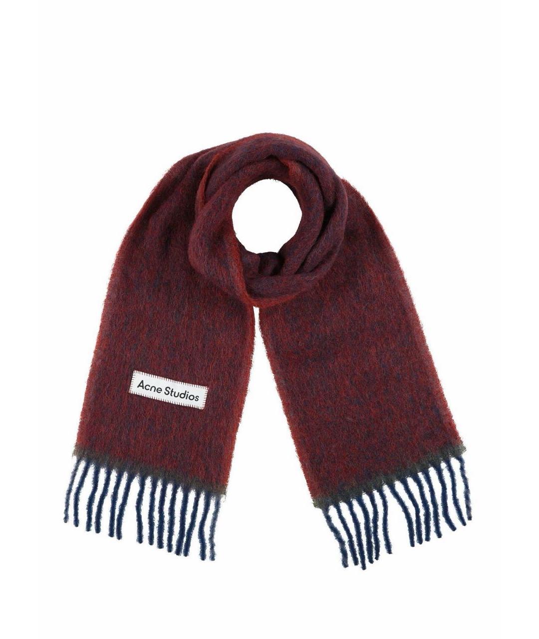 ACNE STUDIOS Бордовый шерстяной шарф, фото 1