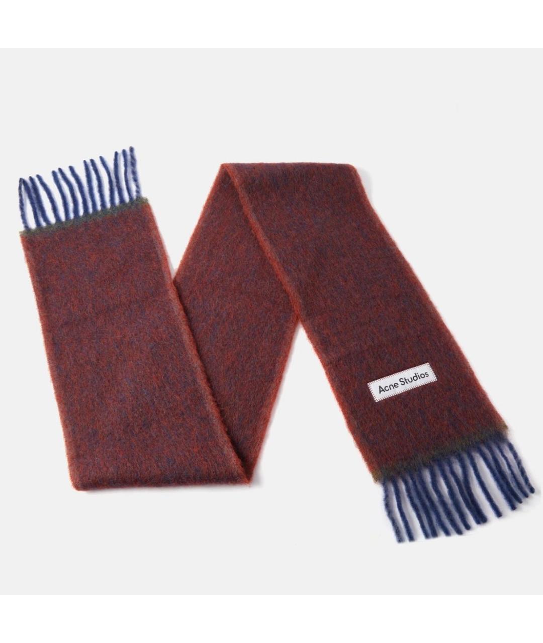 ACNE STUDIOS Бордовый шерстяной шарф, фото 3