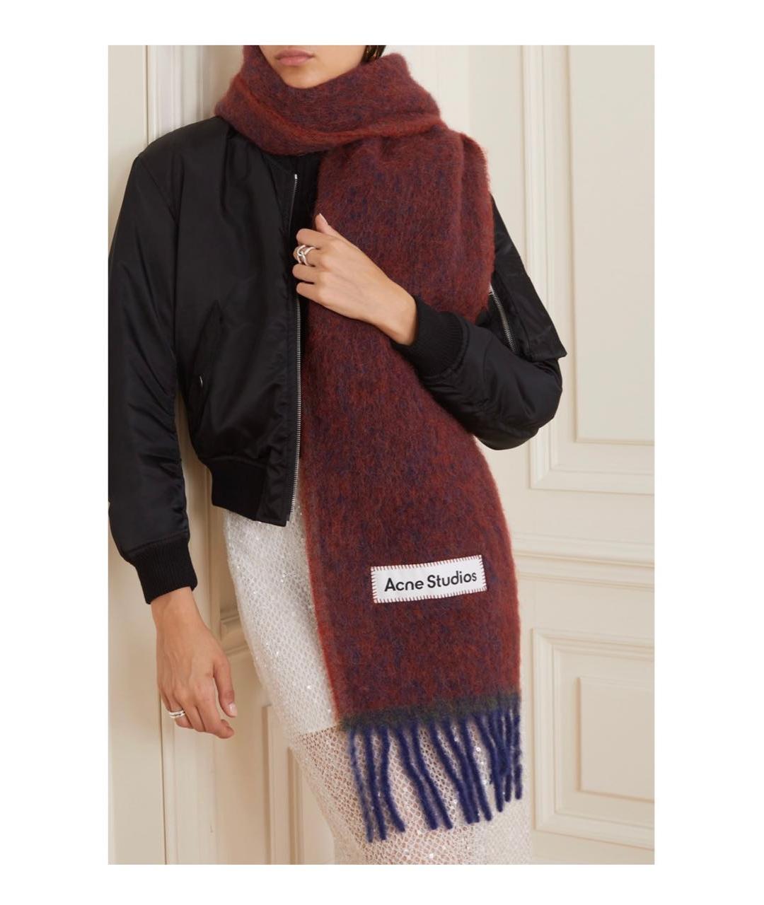 ACNE STUDIOS Бордовый шерстяной шарф, фото 4