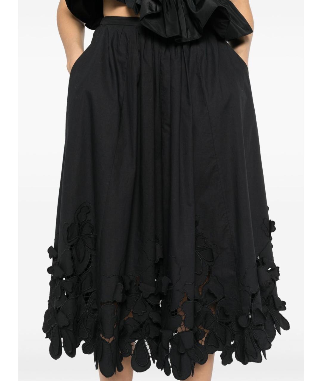 FORTE FORTE Черная хлопковая юбка миди, фото 3