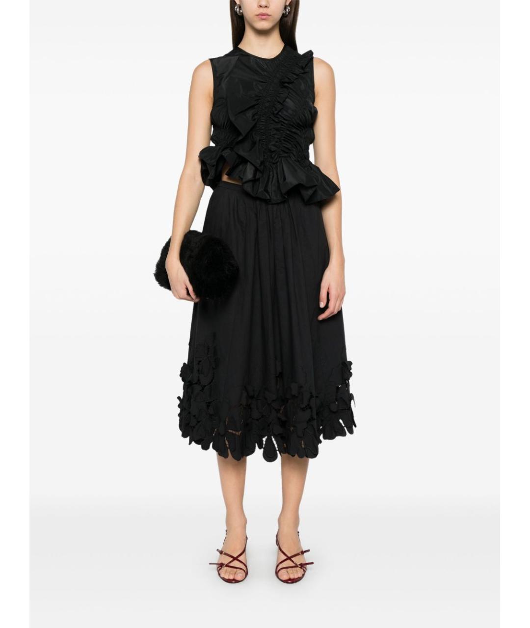 FORTE FORTE Черная хлопковая юбка миди, фото 4