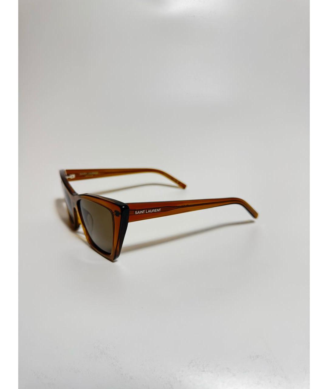 SAINT LAURENT Горчичные пластиковые солнцезащитные очки, фото 2