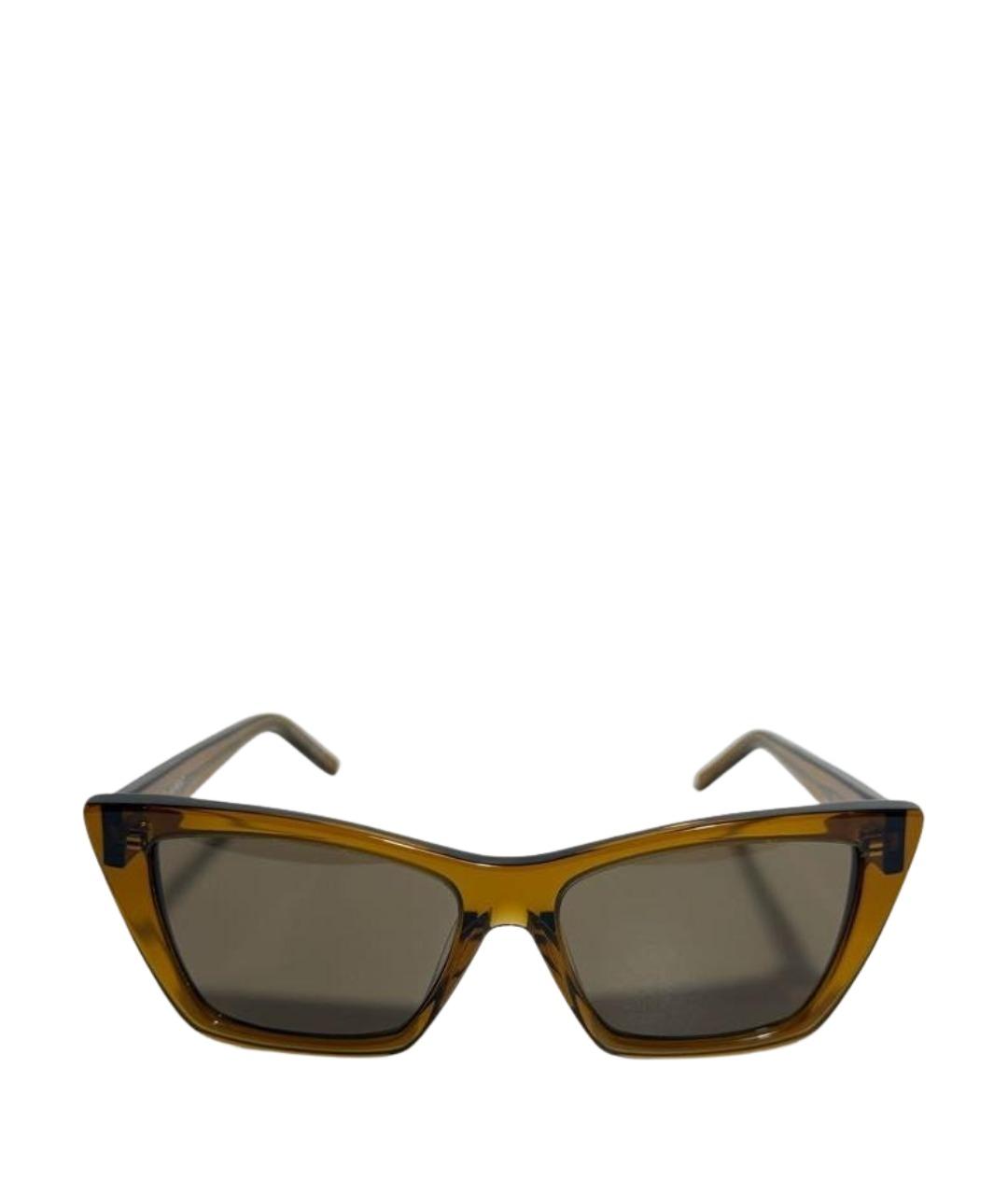 SAINT LAURENT Горчичные пластиковые солнцезащитные очки, фото 1