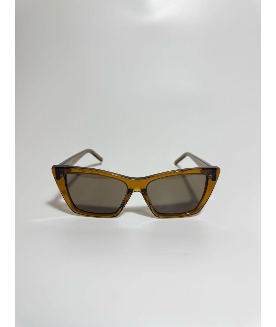 SAINT LAURENT Горчичные пластиковые солнцезащитные очки, фото 5