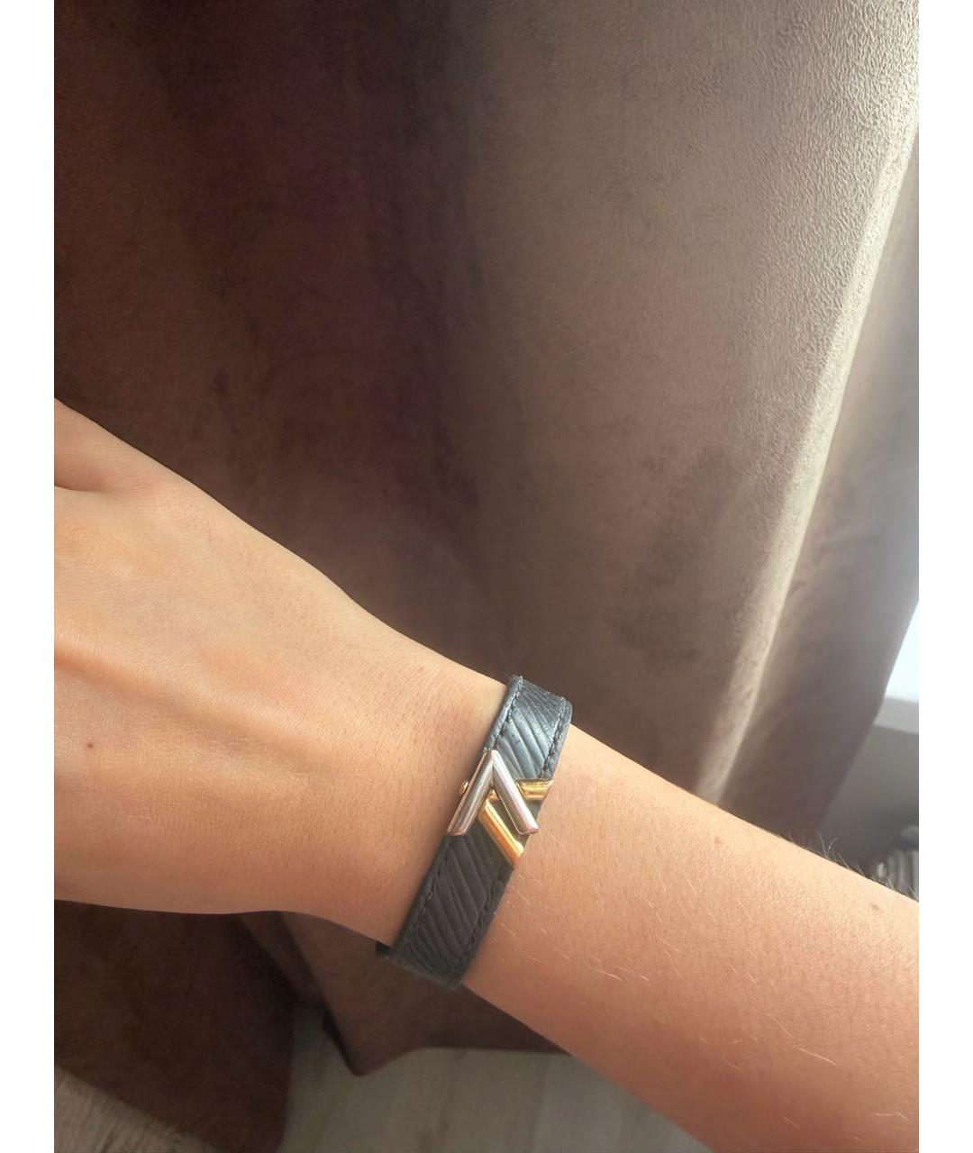 LOUIS VUITTON Черный кожаный браслет, фото 3