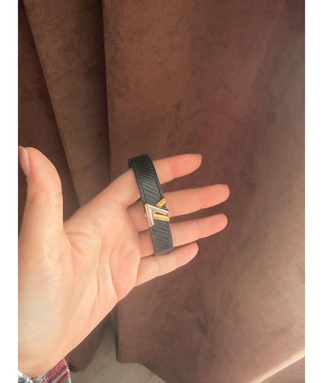 LOUIS VUITTON Черный кожаный браслет, фото 4